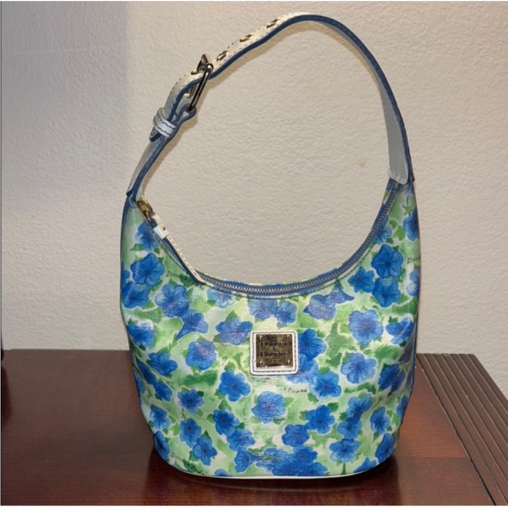 Dooney & Bourke Somerset Watercolor Satchel Purse Blue Green Floral